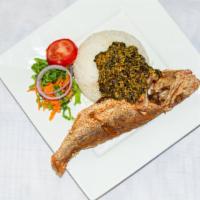 Steamed White Rice · With sauce – served with choice of tomato stew or palava sauce.  With fish, meat or chicken ...