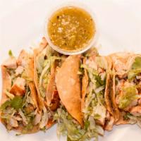 Rico Taco Plate · Five smaller sized soft tacos with carne asada, grilled chicken or pork with lettuce or cabb...