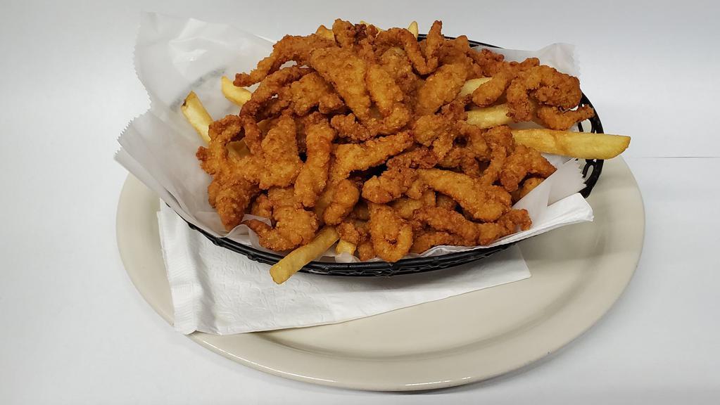Fried Clam Strips In A Basket · 