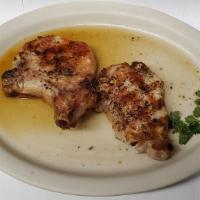 Broiled Pork Chops · Served with apple sauce.