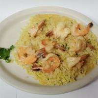 Shrimp Scampi · With Garlic Butter Sauce over Rice