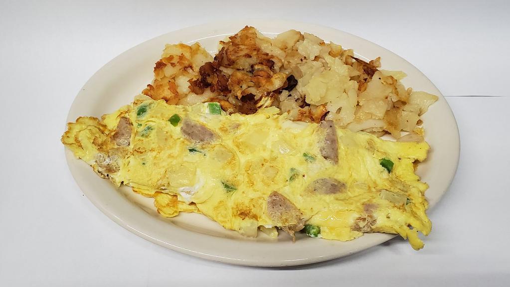 Italian Omelette · Sausage, peppers, onions and mozzarella cheese.