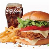 Large Jack'S Spicy Chicken® W/ Cheese Combo · Includes large French Fries and your choice of large drink.