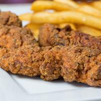 Chicken Tenders Basket · Opal’s hand breaded chicken tenders and natural cut fries served with your choice of dip.