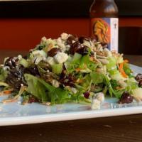 Michigan Salad · Hand cut Romaine, Dried Cherries, Candied Pecans, Red Onion, Sliced Apples, Blue Cheese, & R...