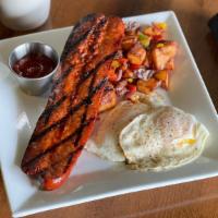 Old Timer Breakfast · 2 eggs your way, choice of bacon or linguica sausage and choice of potatoes or mixed fruit