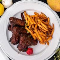 Jerk Wing And Fries  · Jerk style whole wings (3) with a side of seasoned french fries