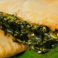 Spinach Patty · Golden flaky crust with a spinach filling.