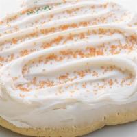 Frosted Sugar Cookie · A creamy layer of vanilla buttercream frosting over a soft, thick sugar cookie!
