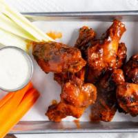 Wings · Buffalo, bbq, or fry seasoning.  get them charred after sauce its a house favorite.