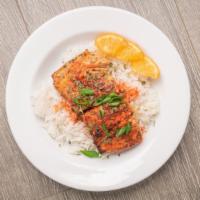 Salmon Plate · Wild-caught Alaskan Salmon marinated in your choice of Garlic Butter, Red Sauce, or Fajita G...