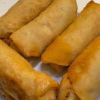 Fox'S Egg Rolls · Egg rolls rolled in wonton wrap fried with either, Teriyaki Chicken or Shrimp. Served with a...