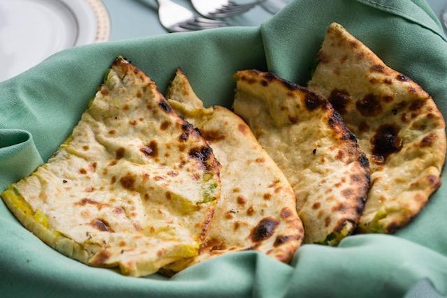 Aloo Paratha · Shredded potatoes and spices, stuffed into a paratha.