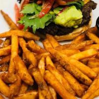 Jz Deluxe Burger · Freshly ground angus beef grilled to perfection served with American cheese, lettuce, tomato...