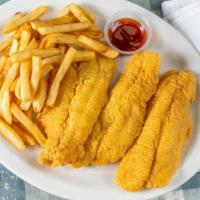 Ocean Perch · boneless fish fillets. Served with bread  and  coleslaw, fries or cajun rice.