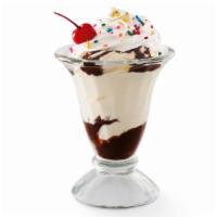 Kids' Sundae · Two layers of Hershey's® chocolate syrup, soft serve, whipped cream, rainbow sprinkles and a...