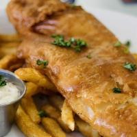 Fish & Chips · Battered and fried cape hake fillet served with French fries.