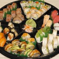 Nigiri & Sushi Rolls Combo · Nigiri, eel, tuna, salmon, shrimp, and red snapper sushi with 2 pieces each. California, Bla...