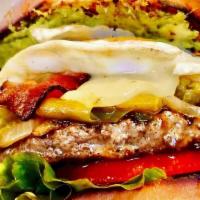 Anaheim · Roasted Anaheim peppers, grilled onions,
avocado, lettuce, tomato, pepper jack
cheese, chipo...