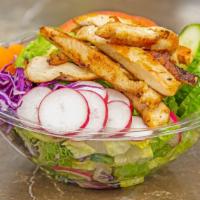 Grilled Chicken Salad · Grilled chicken breast, mixed green, tomato, carrot, avocado, cucumber, cabbage, egg, radish