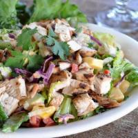Pollo Mango Salad · Mixed salad greens, diced mango, red bell pepper, avocado and red onion, topped with grilled...