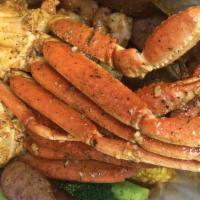 1 Lb Snow Crab Legs Bag  蟹脚（袋） · Come with 1 corn 1 3 sausages 1 egg and 3pcs broccoli .