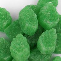 Spearmint Leaves · Spearmint leaves are sugar-coated, soft and chewy gumdrop type candies. 

Corn syrup, sugar,...
