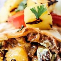 Al Pastor Burrito · Lettuce, rice, beans, cheese, sour cream, Pineapple and pico de gallo. Meat is (Pork)