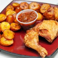 Fried Chicken+Plantain · Fried Chicken, Plantain + Dipping Sauce (Spicy or No Spicy)