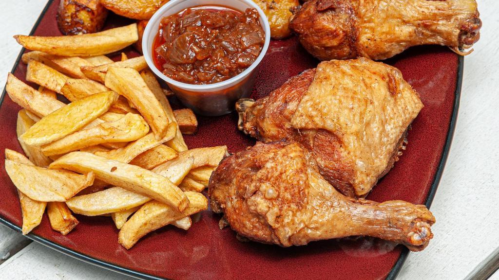Fried Chicken+Fries · Fried Chicken, French Fries + Dipping Sauce (Spicy or No Spicy)