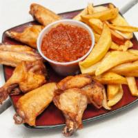 Wings+Fries · Wings (Bone In), French Fries + Dipping Sauce (Spicy or No Spicy)