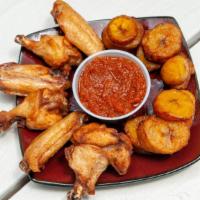 Wings+Plantain · Wings(Bone In), Plantain + Dipping Sauce (Spicy or No Spicy)