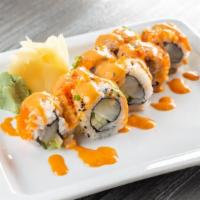 Spicy Scallop Roll · Scallop, roe, cucumbers and scallions with spicy cream sauce.