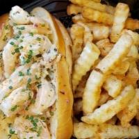 Shrimp Salad Sandwich · Shrimp salad sandwich served with old bay fries
