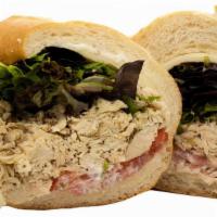 Shredded Chicken Sandwich · TOPZ recommends: house-made basil mayo, tomatoes, mixed greens, provolone