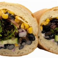 Veggie Sandwich · TOPZ Recommends: parmesan, tomato, corn, beans, cucumber, onion, olives, mixed greens, cilan...