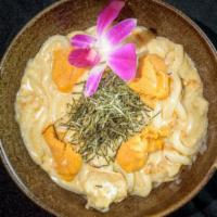 Scallops Udon Pasta · Consuming raw or undercooked meat, poultry, seafood, shell stock or eggs may increase your r...