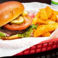 Single Burger Combo 1 · Ground or chopped beef patty. serve with lettuce cheese onion pickles tomato mayonnaise ketc...