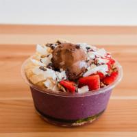 Cacao Energy Bowl · Regular. Base: organic acai, banana, organic blueberry, strawberry, maca powder, and housema...