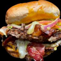 Bricktown Burger & Fries · Ground Beef Burger w/ Bacon, Cheese, Mayo, Lettuce, Tomato, Onions & Pickles. Drizzled with ...