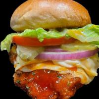 Funky Chicken Sandwich · Deep-Fried Spicy or Original (No Sauce) Chicken Breast w/ Lettuce, Tomato, Pickles & Onions ...
