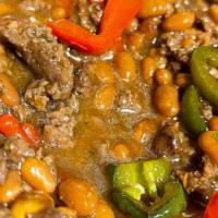 Bbq Baked Beans (Side Only) · BBQ baked beans with onions, peppers, and chef's special spice blend.