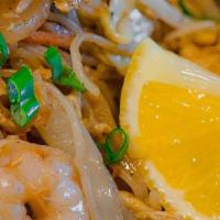 Kj'S Signature Pancit Bowl · Stir-fried noodles with shrimp, chicken, longanisa, egg, and veggies.