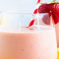 Strawberry Banana Smoothie  ( Protein Smoothie ) · Almond milk, banana, strawberries, vanilla whey protein, oats and honey.