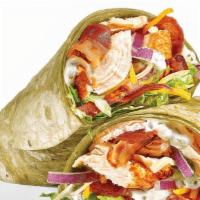 Chicken Bacon Ranch Wrap · Grilled chicken with ranch sauce, crispy bacon, lettuce, and cheese.
