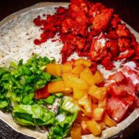 Chicken Over Rice Platter · Served with chicken, rice, lettuce, and tomatoes along with your favorite toppings and white...