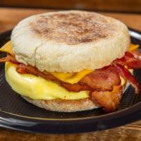 Scrambled Egg Sandwich With Cheese · Choice of bacon, ham, sausage, steak or turkey bacon. Egg sandwiches served on toast, Englis...