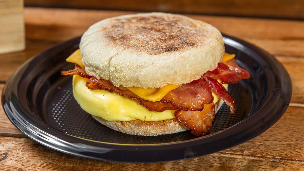 Scrambled Egg Sandwich With Cheese · Choice of bacon, ham, sausage, steak or turkey bacon. Egg sandwiches served on toast, English muffin or bagel, croissant for additional charge.