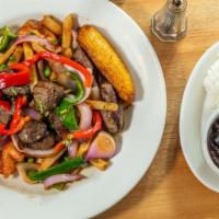 Lomo Saltado
 · Tenderloin tips sautéed with red onions, cilantro, tomatoes, green peppers and french fries...