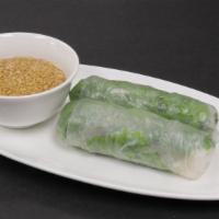 Nime Chow (2) · Fresh roll with Lettuce, bean sprouts, basil leaves and rice Noodles. Served with peanut sau...